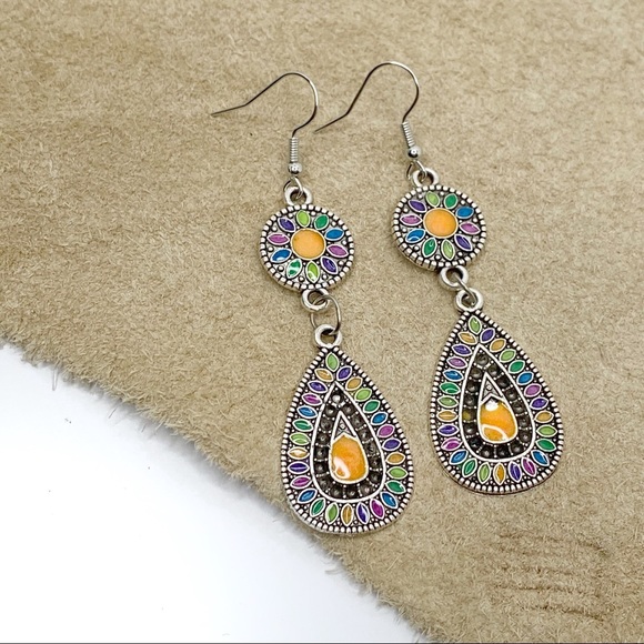 3/$15 Bohemian Mandala Dangle Earrings - Multi - Picture 3 of 10